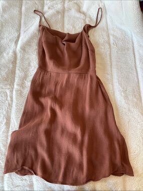 Aritzia Rust Brown Cowl Neck Slip Dress